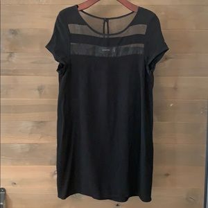MINKPINK Shift Dress with Sheer Paneling Black